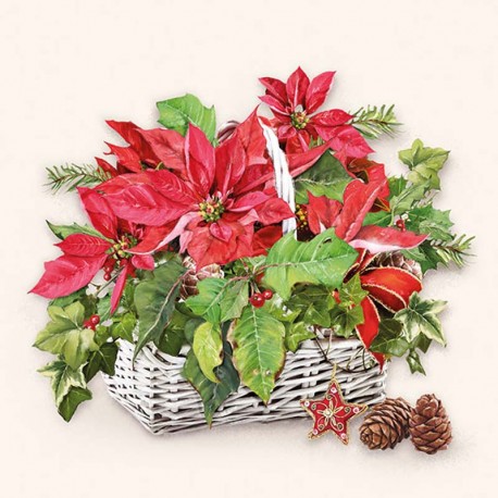 SERVILLETAS- Poinsettia In Basket