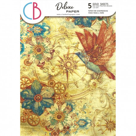 Deluxe Esprit de Voyage Paper Gold  A4 5/Pkg