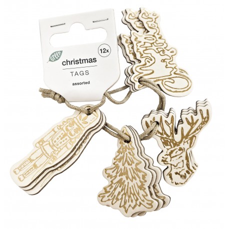 CHRISTMAS tags 12pcs 5.5/4cm